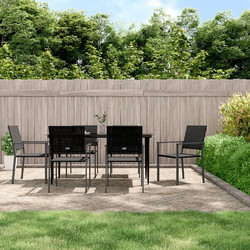 vidaXL Σετ Τραπεζαρία Κήπου Rattan 7τμχ Μαύρο 3187012