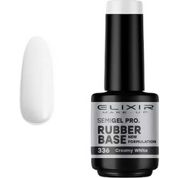 Elixir Semigel 336 Creamy White Rubber Base Ημιμόνιμο Βερνίκι Νυχιών 15ml