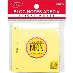 Αυτοκόλλητα χαρτάκια DACO STICKY NOTES 76 x 76 mm 100 φύλλα Κίτρινο