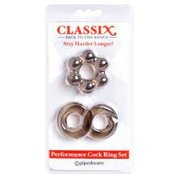 Pipedream Classix Performace Cock Ring Σετ Ελαστικά Δαχτυλίδια Πέους Σιλικόνης Μαύρα 2τμχ