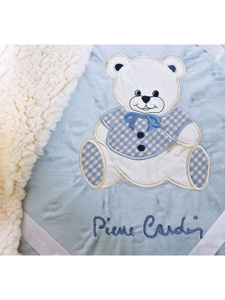 Pierre Cardin Sherpa Teddy Κουβέρτα Κούνιας Fleece 110x140 Γαλάζια