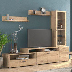 Σύνθετο Σαλονιού Νο 28 (225x45x48) 2 Βιτρίνες 45x30x120εκ. Ράφι Τοίχου 90x12x20εκ. Με Επιλογές Χρωμάτω - Μελί-Meli