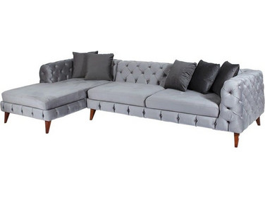 Artekko Toronto Γωνιακός Καναπές Αριστερή Γωνία Ασημί 300x160x70cm 783-7036