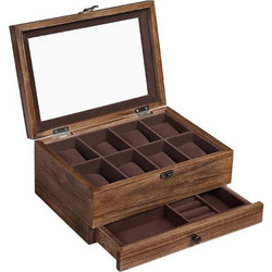 Songmics Watch Box Rustic Walnut 19 x 27 x 12.5 cm JOW008K01