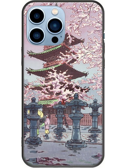Θήκη Ukiyo-e - Cherry Blossom iPhone 14 Pro Max Black TPU (Μαύρη Σιλικόνη)