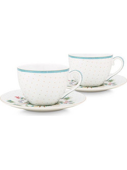 Pip Studio Jolie Σετ Φλιτζάνια Cappuccino Πορσελάνης Λευκά 280ml 2τμχ 51004119