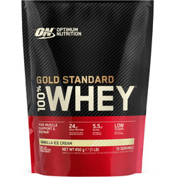 Optimum Nutrition Gold Standard 100% Whey Vanilla Ice Cream Πρωτεΐνη Ορού Γάλακτος Γράμμωσης 450gr