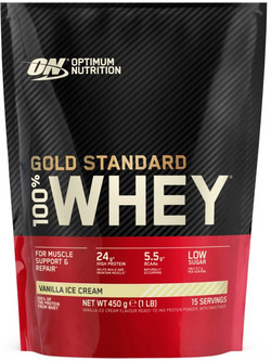 Optimum Nutrition Gold Standard 100% Whey Vanilla Ice Cream Πρωτεΐνη Ορού Γάλακτος Γράμμωσης 450gr