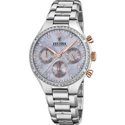 Festina Γυναικείο Ρολόι Χρονογράφος με Ασημί Μεταλλικό Μπρασελέ F20401/3