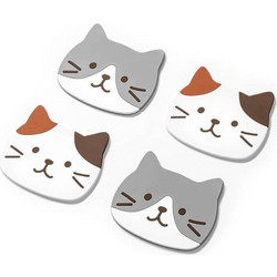Σουβέρ Σιλικόνης Γατούλες σετ 4 τμχ - Cats Coasters