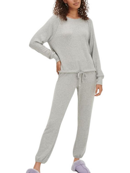 UGG Gable Σετ Γυναικείες Πιτζάμες Χειμωνιάτικες Βαμβακερές Γκρι 1117993