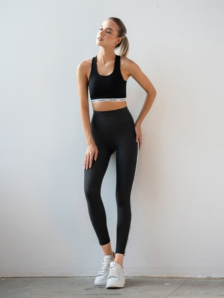 Lismina Extra High Waist Leggings με ρίγα στο πλάι Γυναικείο Κολάν Μαύρο 401