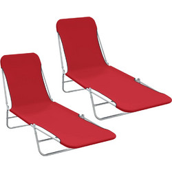 vidaXL Set Ξαπλώστρες Πτυσσόμενες 2τμχ Κόκκινες 44301