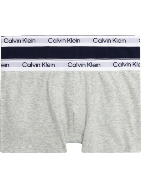 CALVIN KLEIN Boys Modern Cotton 2 Pack Trunks - Greyheather/Navyiris