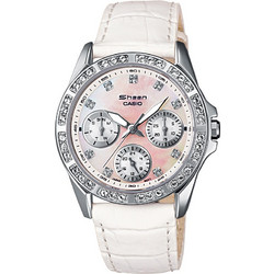Casio Sheen Γυναικείο Ρολόι με Λευκό Δερμάτινο Λουράκι SHN-3013L-7A