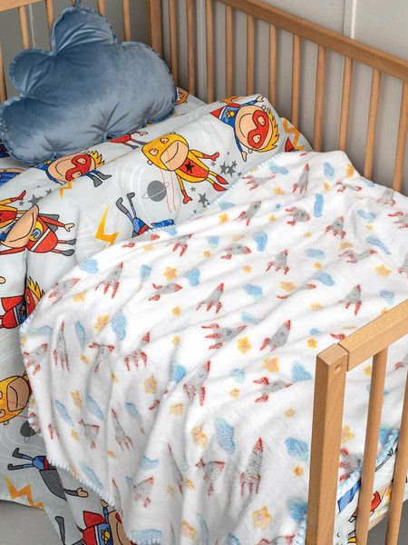 Palamaiki BFL802 Space Κουβέρτα Αγκαλιάς Fleece 75x100 Λευκή Γαλάζια