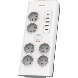 Philips SPN7060WA.GRS Πολύπριζο ασφαλείας 6 θέσεων με 1 USB Type-C 15 W και 4 USB Type-A 20