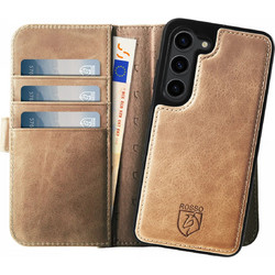 Rosso Elite - MagSafe Δερμάτινη Θήκη / Πορτοφόλι - Samsung Galaxy S23 - Light Brown (8719246420146)