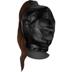 Master Series Strict Ponytail Bondage Hood Black