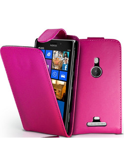 Nokia Lumia 925 Leather Flip Case Ροζ ΟΕΜ