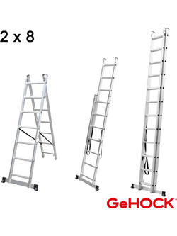 GeHOCK Διπλή Σκάλα Αλουμινίου 2x8 Σκαλοπάτια 59-010295208