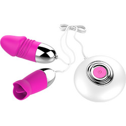 12 Speeds Pink Color Penis Shape Vibrator and Tongue Vibrator