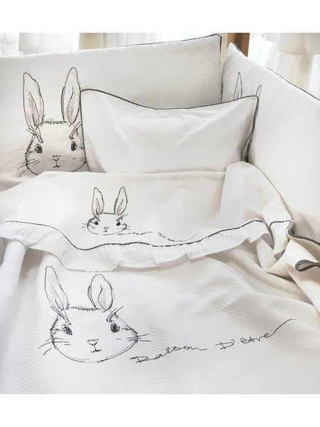 Raison D'Etre Rabbit de Niro Κουβέρτα Κούνιας Πικέ 120x160 Λευκή