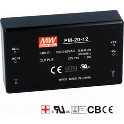 PM-20-12 ΤΡΟΦΟΔΟΤΙΚΟ ΠΛΑΚΕΤΑΣ 12V 1,8A 20W MEAN WELL
