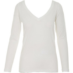 CROSSLEY W DEEP NECK LS T-SHIRT - BOUS-10 WHITE