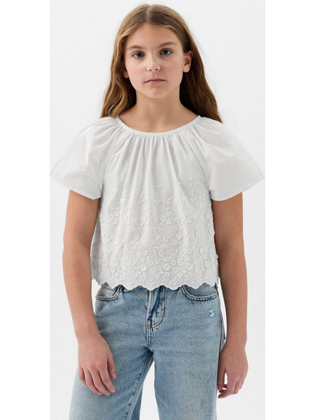Άσπρο Παιδικό Eyelet Flutter Πουκάμισο optic white
