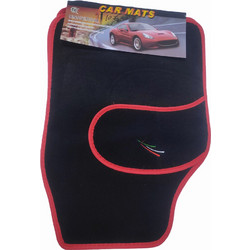 ΠΑΤΑΚΙΑ ΑΥΤΟΚΙΝΗΤΟΥ UNIVERSAL CAR MATS ΜΟΚΕΤΑ ΜΑΥΡΟ ΚΌΚΚΙΝΟ 4ΤΜΧ 64Χ45CM