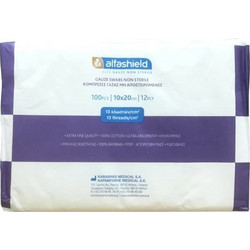 Alfashield Μη Αποστειρωμένες Γάζες 12ply 10x20cm 100τμχ