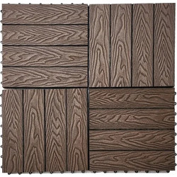 Πλακάκι για Δάπεδο Κήπου εξωτερικού χώρου Decking Tiles από WPC 30x30cm Καφέ Σκούρο με όψη 3D ξύλου