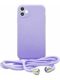 Back Cover Σιλικόνης με Λουράκι για iPhone 12 Λιλά