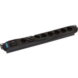 Bachmann 4830cm (19)Steckdosenleiste SS ALU 8fach lichtgrau RAL7035 Schutzkontakt 2 m 1HE RAL 7035 ohne SchalterMit berspannungsschutz 65 kA optische Funktions und Ausfallanzeige (333404)