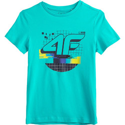 4F Παιδικό T-Shirt Κοντομάνικο Τιρκουάζ HJZ21-JTSM003A-48S
