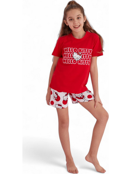 Πιτζάμα παιδική με σορτσάκι Hello Kitty Playful HK110K-Κόκκινο