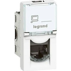 Legrand Mosaic Μονή Πρίζα Δικτύου RJ45 με Πλαίσιο Τύπου Cat6 σε Λευκό Χρώμα 076561