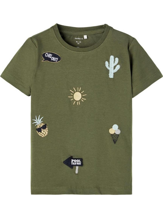 Name It Παιδικό T-Shirt Κοντομάνικο Χακί 13203021