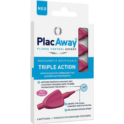 Plac Away Triple Action Μεσοδόντια Βουρτσάκια 0.4mm Ροζ 6τμχ