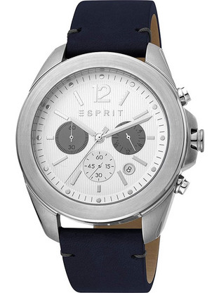 Esprit Ανδρικό Ρολόι Χρονογράφος με Μαύρο Δερμάτινο Λουράκι ES1G159L0015