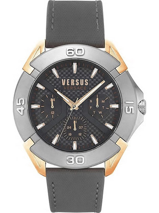 Versus Versace Rue Ανδρικό Ρολόι με Γκρι Δερμάτινο Λουράκι VSP1W0319