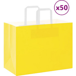 vidaXL Χάρτινες σακούλες 50 τεμάχια με χερούλια Κίτρινο 32x17x25 εκ
