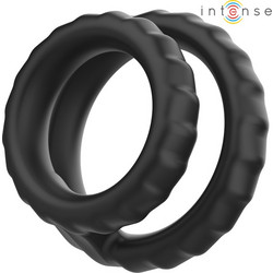 Intense Dewey Double Penis Ring Model 2 Σετ Ελαστικά Δαχτυλίδια Πέους & Όρχεων Σιλικόνης Μαύρα 2τμχ