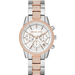 Michael Kors Ritz Γυναικείο Ρολόι Χρονογράφος με Ασημί Ροζ Χρυσό Μεταλλικό Μπρασελέ MK6651