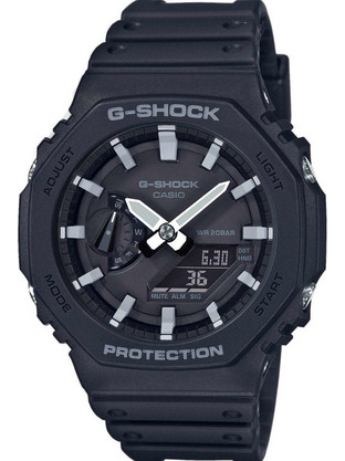 Casio G-Shock Ανδρικό Ρολόι Χρονογράφος με Μαύρο Καουτσούκ Λουράκι GA-2100-1AER