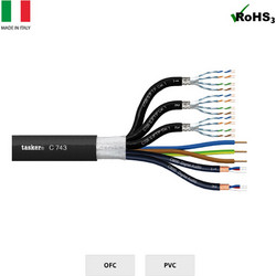 TASKER C743 PVC Ειδικό Υβριδικό Καλώδιο LAN-CAT7+POWER+DMX-DIGITAL AUDIO, Μαύρο (Κουλ. 100m)