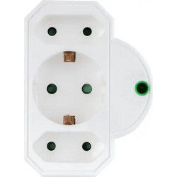 REV Plug Adapter 3-fold with Surge Protection, white