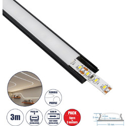 CURVED-PROFILE 70804-3M Προφίλ Αλουμινίου - Βάση & Ψύκτρα Ταινίας LED με Λευκό Γαλακτερό Κάλυμμα - Επιφανειακή Χρήση - Εύκαμπτο με Δυνατότητα Κυρτής Τοποθέτησης - Πατητό Κάλυμμα - Μαύρο - 3 Μέτρα - Πα