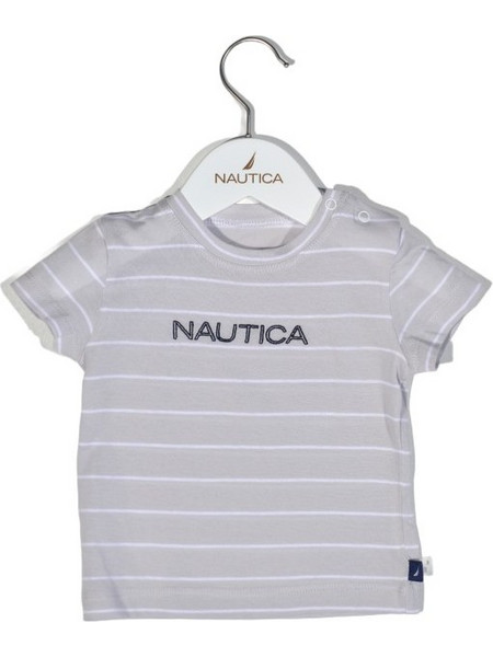 Nautica Des.15 T-Shirt Jersey Organic Γκρι Ριγέ 86cm 12-18 μηνών - Nautica